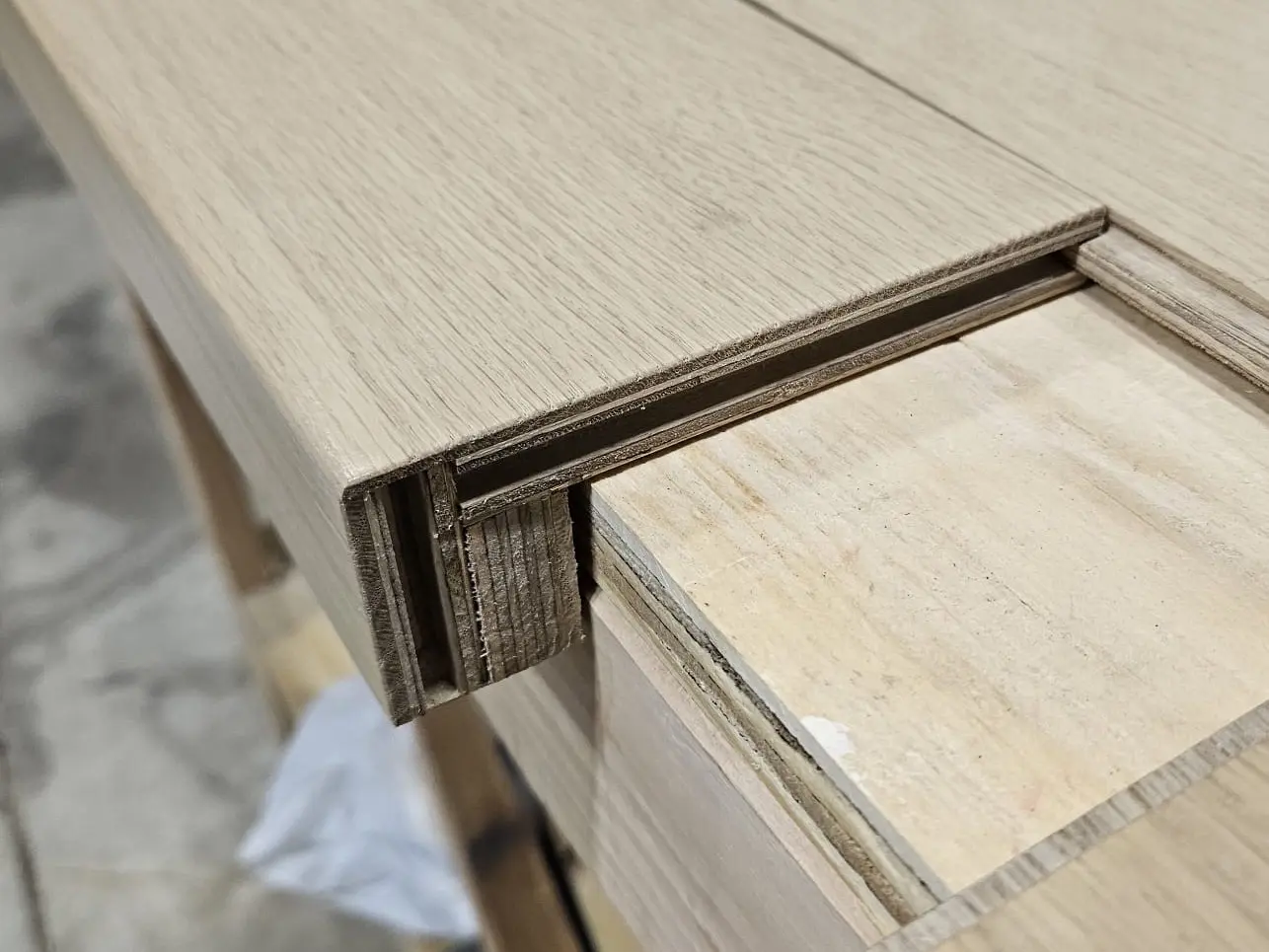 Exact-match flooring accessory detail showing clean finish quality